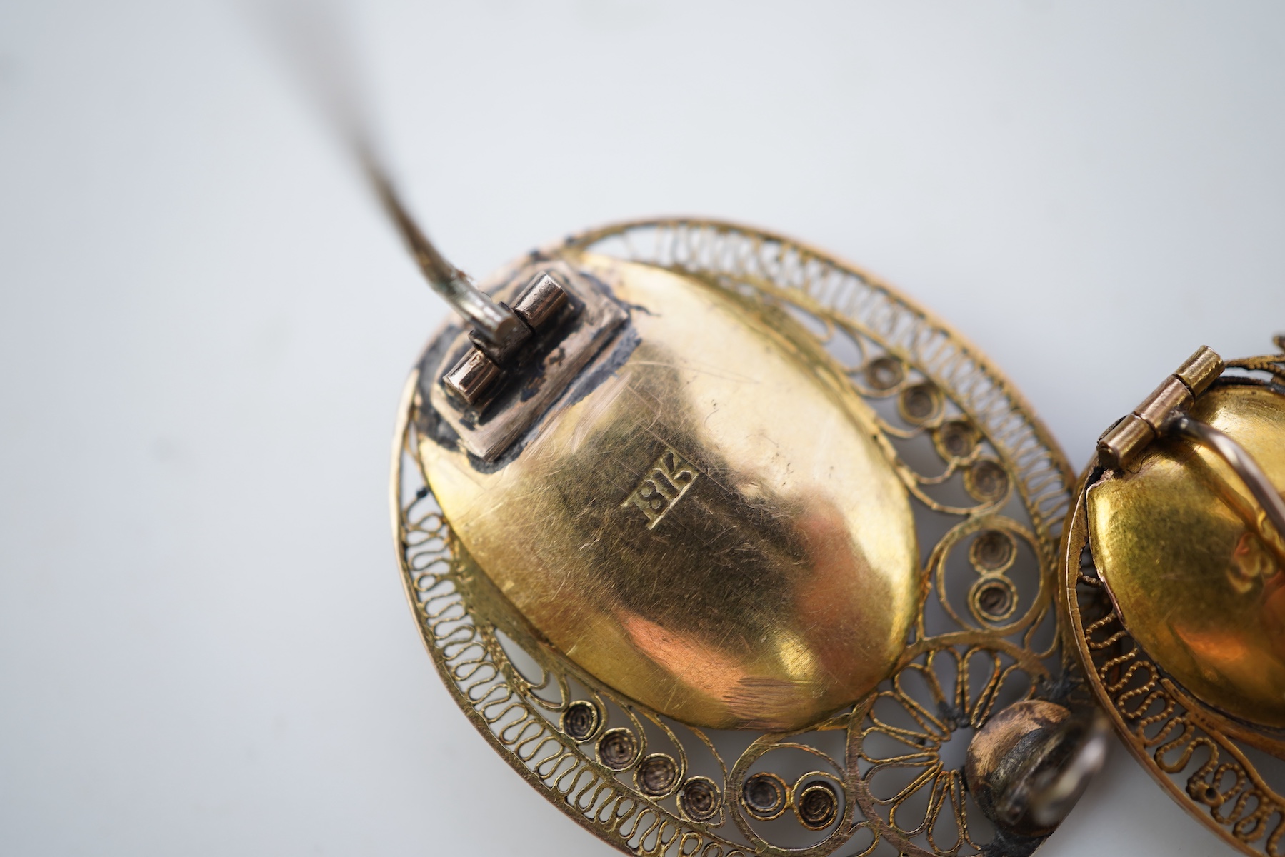 Two unusual filigree work mourning jewels